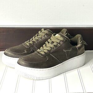 Windsor Smith Platform Sneakers Women’s US 9 EU 40 Army Olive Green Satin